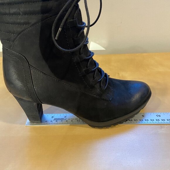 Blondo Womens Black Leather Lace-Up Waterproof Ankle Boots size 10 Block Heel - Picture 13 of 16